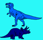 Dibujo Triceratops y tiranosaurios rex pintado por jaime
