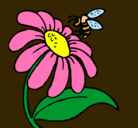 Dibujo Margarita con abeja pintado por gotitanoemi