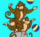 Dibujo Monos haciendo malabares pintado por nicoll