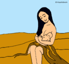 Dibujo Madre con su bebe pintado por ninfa