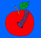Dibujo Manzana con gusano pintado por alejandra