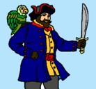 Dibujo Pirata con un loro pintado por maryan_2210