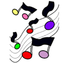 Dibujo Notas en la escala musical pintado por susana