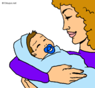 Dibujo Madre con su bebe II pintado por cheli