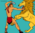 Dibujo Gladiador contra león pintado por G20ACr@LdiNe