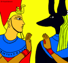 Dibujo Ramsés y Anubis pintado por chachi
