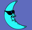 Dibujo Luna con gafas de sol pintado por marta