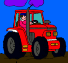 Dibujo Tractor en funcionamiento pintado por D