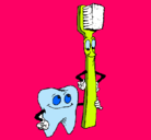 Dibujo Muela y cepillo de dientes pintado por paula