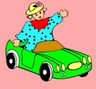 Dibujo Muñeca en coche descapotable pintado por joseabran