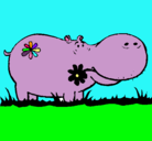 Dibujo Hipopótamo con flores pintado por naomi