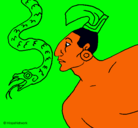 Dibujo Serpiente y guerrero pintado por juanmanuel