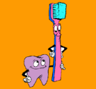 Dibujo Muela y cepillo de dientes pintado por yeni