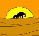 Dibujo Elefante en el amanecer pintado por mewichigo