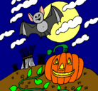 Dibujo Paisaje de Halloween pintado por kika