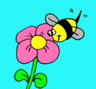 Dibujo Abeja y flor pintado por jorgeivan