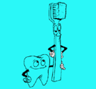 Dibujo Muela y cepillo de dientes pintado por camilo