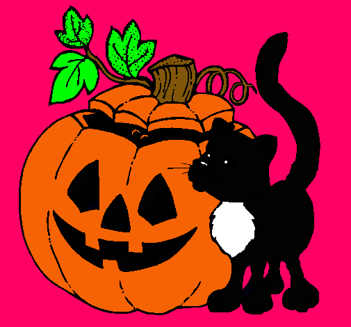 Calabaza y gato