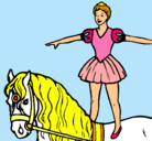 Dibujo Trapecista encima de caballo pintado por EVA