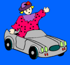 Dibujo Muñeca en coche descapotable pintado por ferpunta