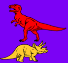 Dibujo Triceratops y tiranosaurios rex pintado por AxelPinocho