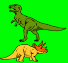 Dibujo Triceratops y tiranosaurios rex pintado por rex