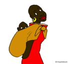 Dibujo Africana con pañuelo portabebé pintado por lalaith