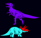Dibujo Triceratops y tiranosaurios rex pintado por german