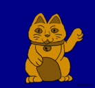Dibujo Gato de la suerte pintado por erika