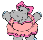 Dibujo Hipopótama con lazo pintado por Daniela