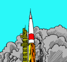 Dibujo Lanzamiento cohete pintado por nico