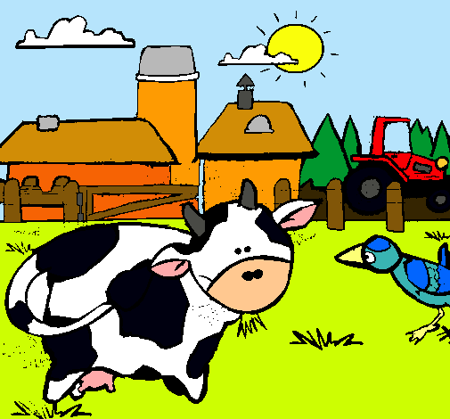 Vaca en la granja