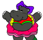 Dibujo Hipopótama con lazo pintado por estefanibelen