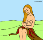 Dibujo Madre con su bebe pintado por nuria