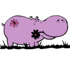 Dibujo Hipopótamo con flores pintado por jira