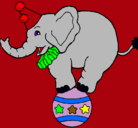 Dibujo Elefante encima de una pelota pintado por Paula