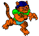 Dibujo Jugador tigre pintado por leon