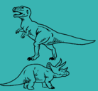 Dibujo Triceratops y tiranosaurios rex pintado por cesarin