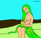 Dibujo Madre con su bebe pintado por elena200