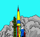 Dibujo Lanzamiento cohete pintado por xxx