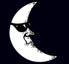 Dibujo Luna con gafas de sol pintado por estela