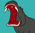 Dibujo Hipopótamo con la boca abierta pintado por ivan