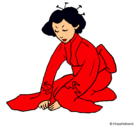 Dibujo Geisha saludando pintado por selene