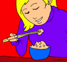 Dibujo Comiendo arroz pintado por mnbnkhjnkhjnhkjiihjijhg