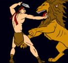 Dibujo Gladiador contra león pintado por Sebastian