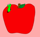 Dibujo Gusano en la fruta pintado por keila