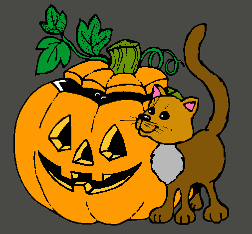 Calabaza y gato