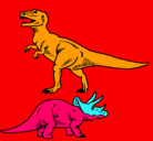Dibujo Triceratops y tiranosaurios rex pintado por hugorobles