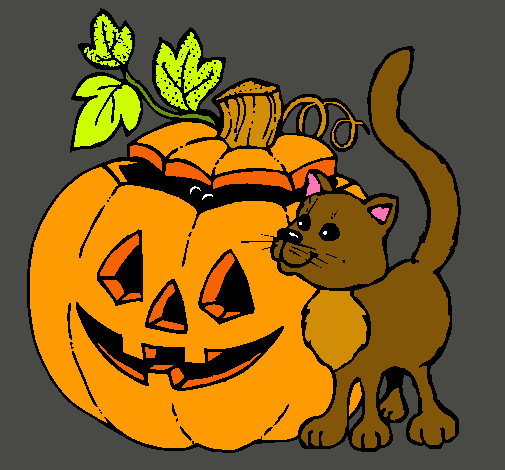 Calabaza y gato