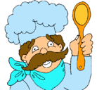 Dibujo Chef con bigote pintado por aldi